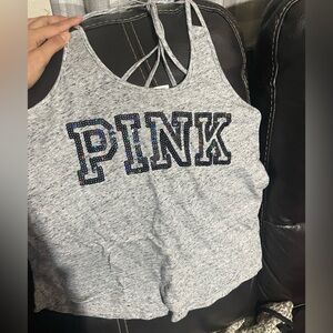 PINK Victoria's Secret Heather Gray Strappy Tank